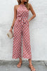 Polka Dot Grecian Wide Leg Jumpsuit