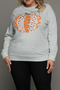 Halloween Pumpkin Leopard Print Plus Size Sweatshirt