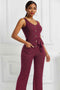 Button Detail Tie Waist Jumpsuit with Pockets