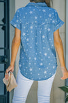 Star Print Button Front Denim