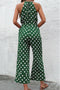 Polka Dot Grecian Wide Leg Jumpsuit